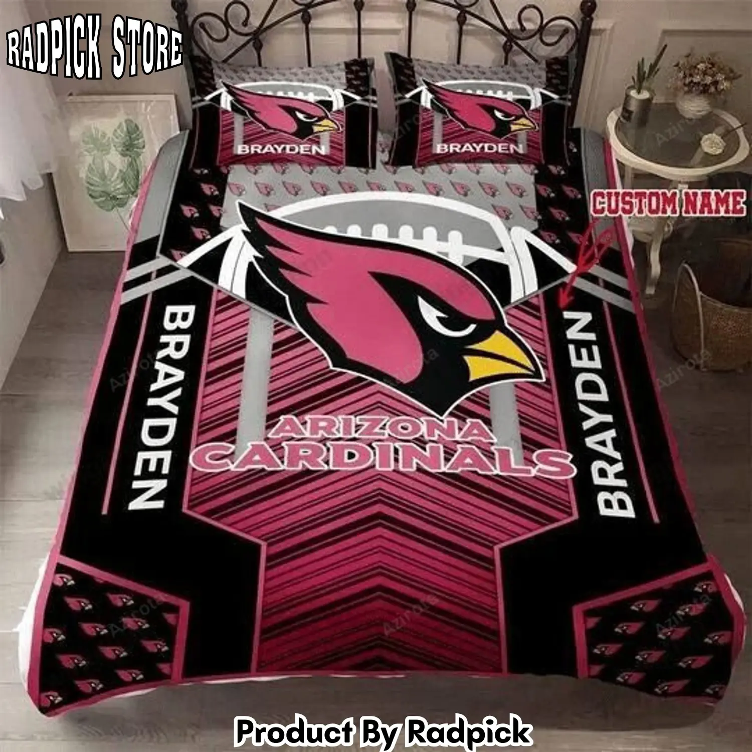Radpick arizona cardinals 3pcs bedding set duvet cover and pillow cases 1495 rp3278703